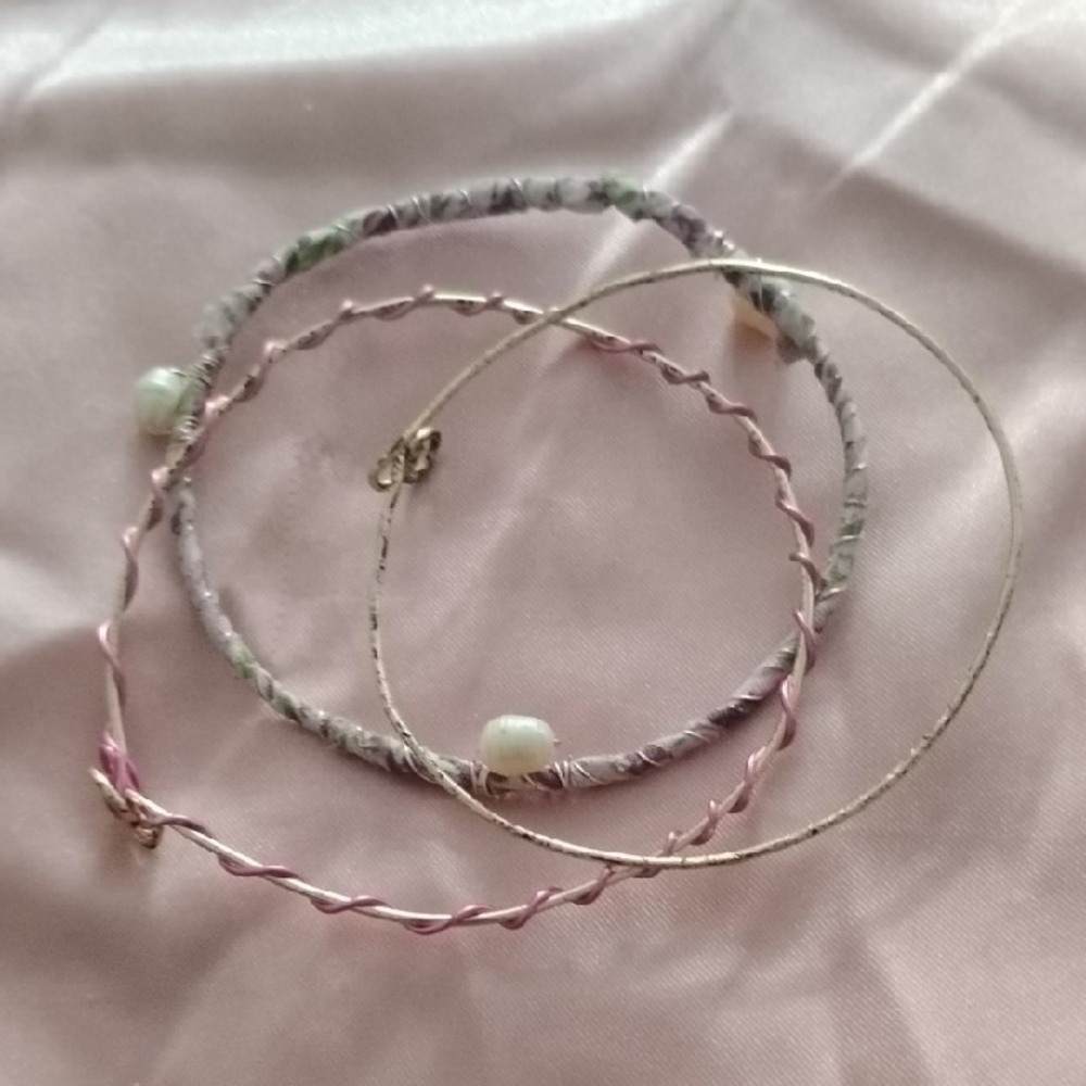 Hand Crafted Pink and Silver Bracelets
